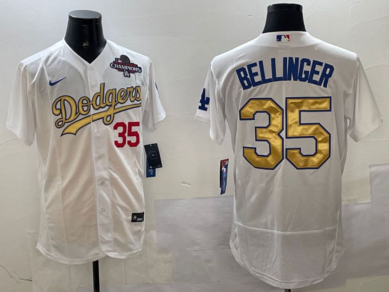 Men Los Angeles Dodgers #35 Bellinger White Elite 2025 Nike MLB Jersey style 6->los angeles dodgers->MLB Jersey